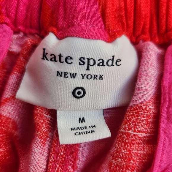 KATE SPADE New York Women's Wide Leg Pants Pink Batik Linen Comfort Boho - Picture 2 of 9